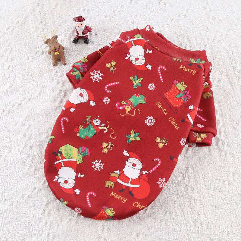 Dog Christmas Clothes Kläder-Jul-Christmas-Dog-hund-clothes-Pet-cute-love-cat-puppy-red-grön-blå-brun-tomte-jultomte-unisex-K9-Valp-Kön-Fyrbeta-Julkläder-Shop-House-maximal