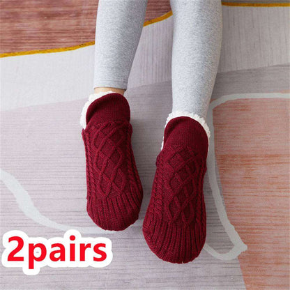 Inomhus Golvstrumpor – Förtjockade, Mjuka och Bekväma för Kvinnor (storlek 35-45) Winter-woolen-socks-women-thicken-warm-home-bedroom-socks-slippers-men-non-slip-foot-warmer-snow-socks-calcines-Jul-Pet