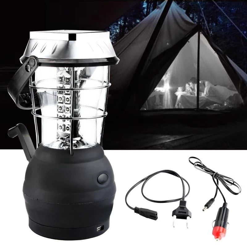 "Explore Perfect Lighting for Your Outdoor Adventures with Our Solar Camping Lamp, Model 2860 in Elegant Black Design. Made of High Quality ABS and GPPS, It Combines Simplicity with Durability to Offer the Ultimate Camping Experience."