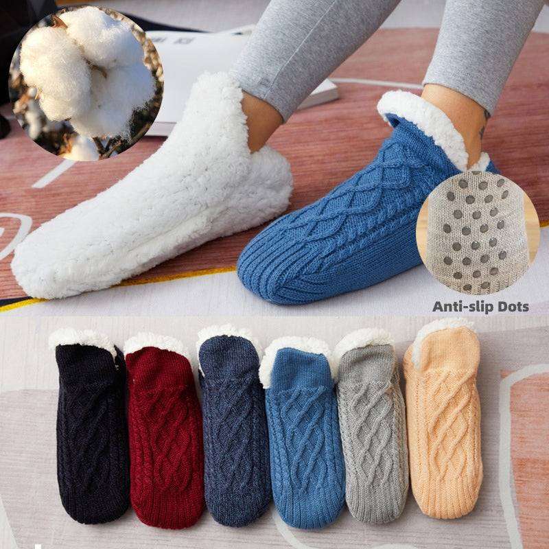 Inomhus Golvstrumpor – Förtjockade, Mjuka och Bekväma för Kvinnor (storlek 35-45) Winter-woolen-socks-women-thicken-warm-home-bedroom-socks-slippers-men-non-slip-foot-warmer-snow-socks-calcines-Jul-Pet