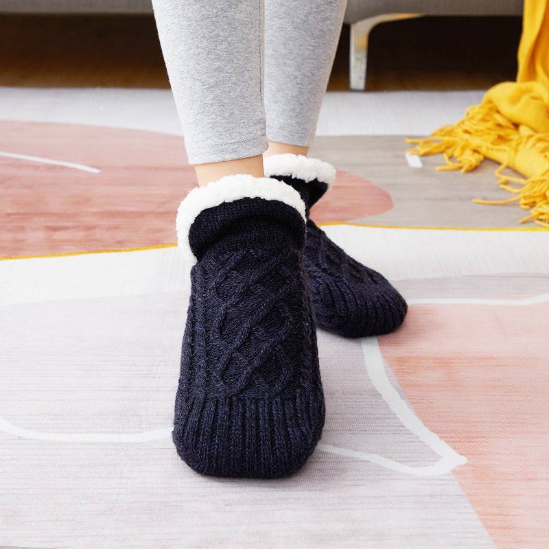 Inomhus Golvstrumpor – Förtjockade, Mjuka och Bekväma för Kvinnor (storlek 35-45) Winter-woolen-socks-women-thicken-warm-home-bedroom-socks-slippers-men-non-slip-foot-warmer-snow-socks-calcines-Jul-Pet