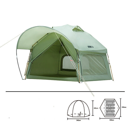 Hopfällbart, Automatiskt, Vattentätt/året runt  Camping tält för hela familjen.  340 x 290 x 180 cm   Kraftfull-Storm-Glamour-Svart-Vitt-Snö-köp-nu-Familj-Stad-Grön