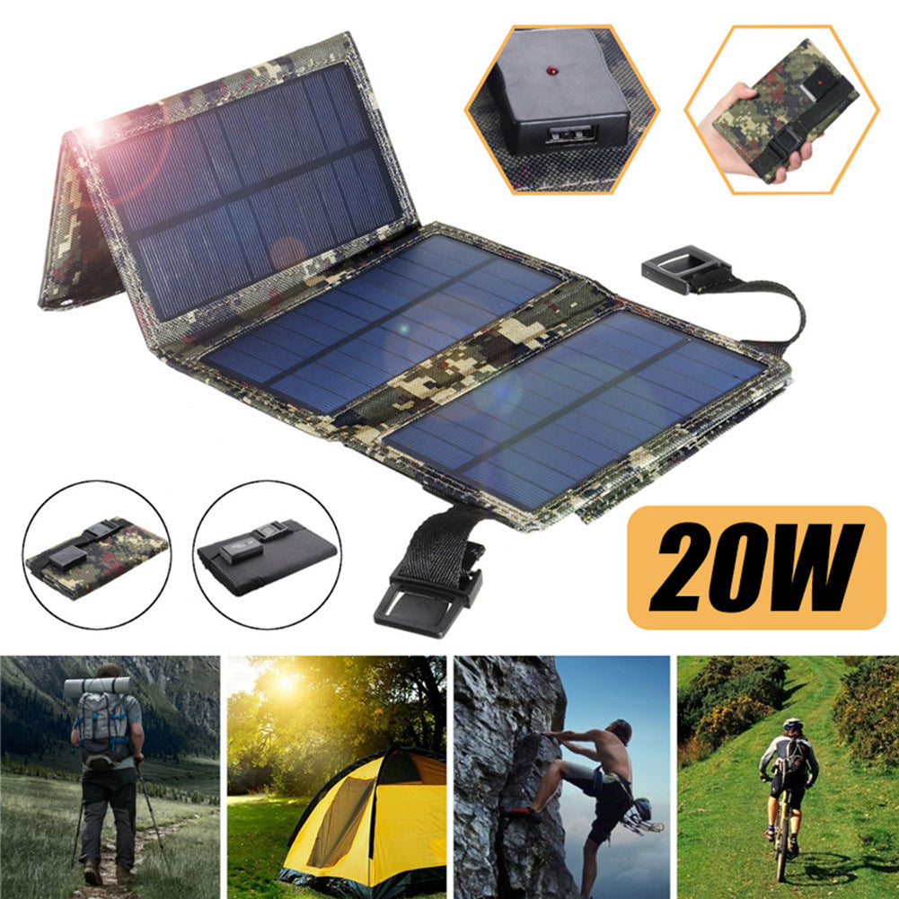 Solar Energy on the Go: Explore the World with Sustainable Power 20W , Hunting-Fishing-Travel-Camo-Nu-Sun-solar-panel-camping-hiking-Black-Camouflage-Charger