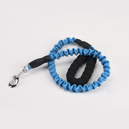 Discover our high-elastic Anti-Drag leash for your furry friend, designed for both style and functionality during every walk. Available in a range of vibrant colors including black, blue, pink, fluorescent green, and gray.