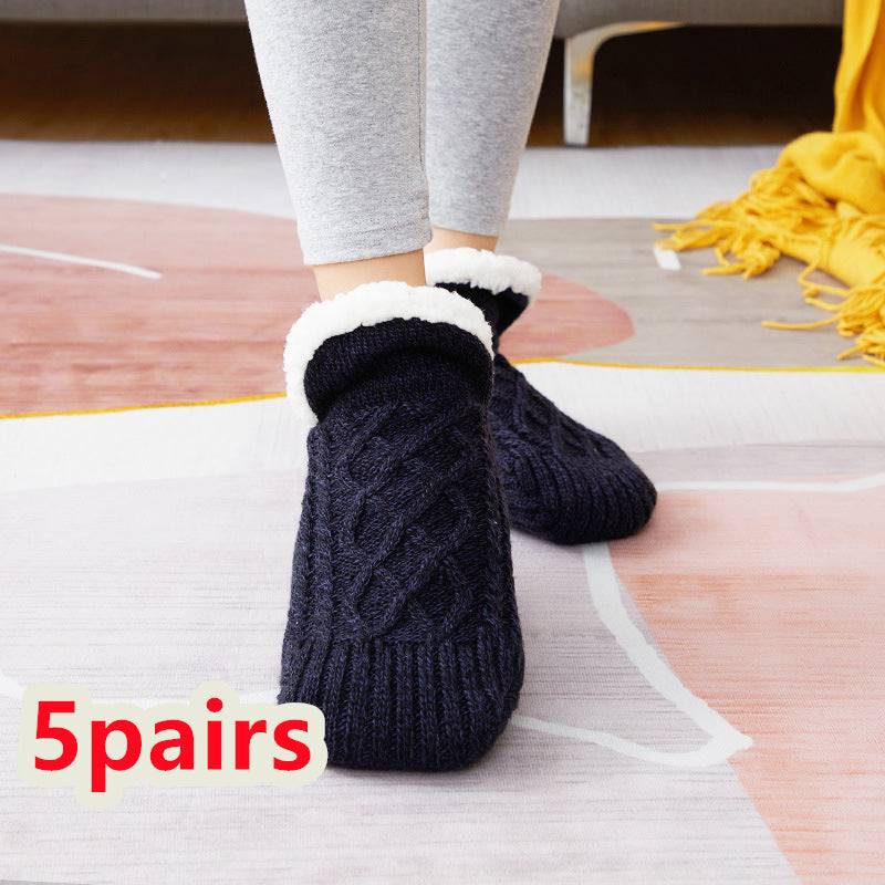 Inomhus Golvstrumpor – Förtjockade, Mjuka och Bekväma för Kvinnor (storlek 35-45) Winter-woolen-socks-women-thicken-warm-home-bedroom-socks-slippers-men-non-slip-foot-warmer-snow-socks-calcines-Jul-Pet