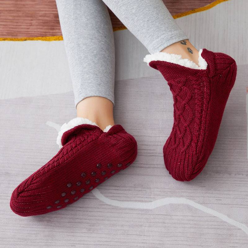 Inomhus Golvstrumpor – Förtjockade, Mjuka och Bekväma för Kvinnor (storlek 35-45) Winter-woolen-socks-women-thicken-warm-home-bedroom-socks-slippers-men-non-slip-foot-warmer-snow-socks-calcines-Jul-Pet