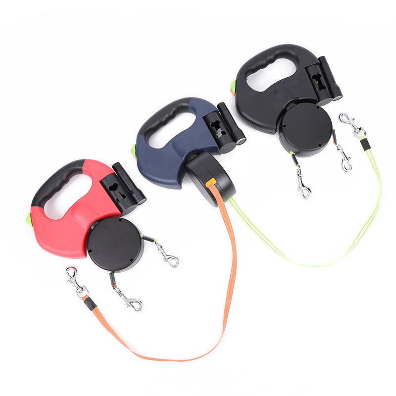 Simplify your dog walks with our Battery Powered Double Dog Leash 3 M, made of high quality plastic and nylon material to meet the needs of small and medium sized dogs.