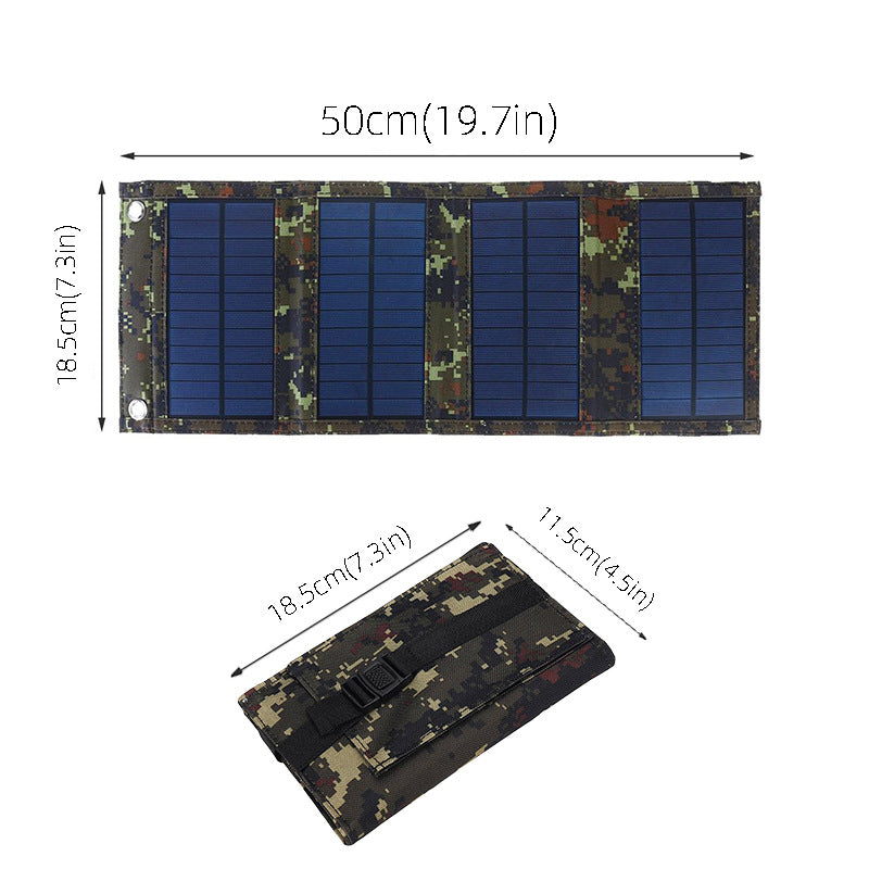 Discover a practical and versatile solution for keeping your electronic devices charged on the go with our foldable portable solar panel charger. With a sleek design available in either classic black or discreet camouflage.