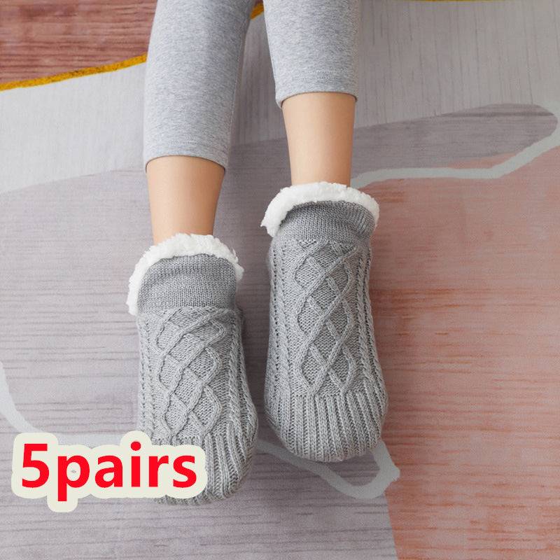 Inomhus Golvstrumpor – Förtjockade, Mjuka och Bekväma för Kvinnor (storlek 35-45) Winter-woolen-socks-women-thicken-warm-home-bedroom-socks-slippers-men-non-slip-foot-warmer-snow-socks-calcines-Jul-Pet