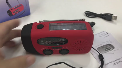 Nöd radio med handvev,USB-laddning,ficklampa och solceller. SOS-Nöd-camping-vandring-resa-ABS-LED-hund-Sport-Radio-Katastrof-Väder xDogs AB