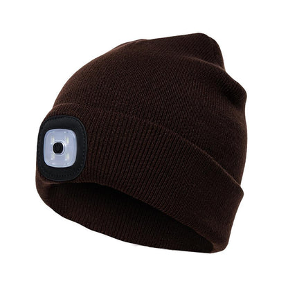 Knitted Wool Cap with Built-in LED Lamp - For Warmth and Safety in the Dark! 