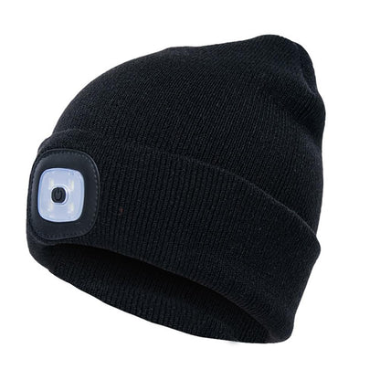 Knitted Wool Cap with Built-in LED Lamp - For Warmth and Safety in the Dark! 