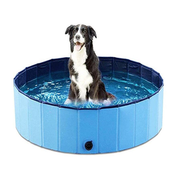 Njut av Det Varma Vädret med Vår Vikbara Hundbadsbädd!. pool,hund,pet,robust,PVC,vikbar,vatten,vattennivå,husdjur,barn,hållbar,varm,sommar,luftpump.