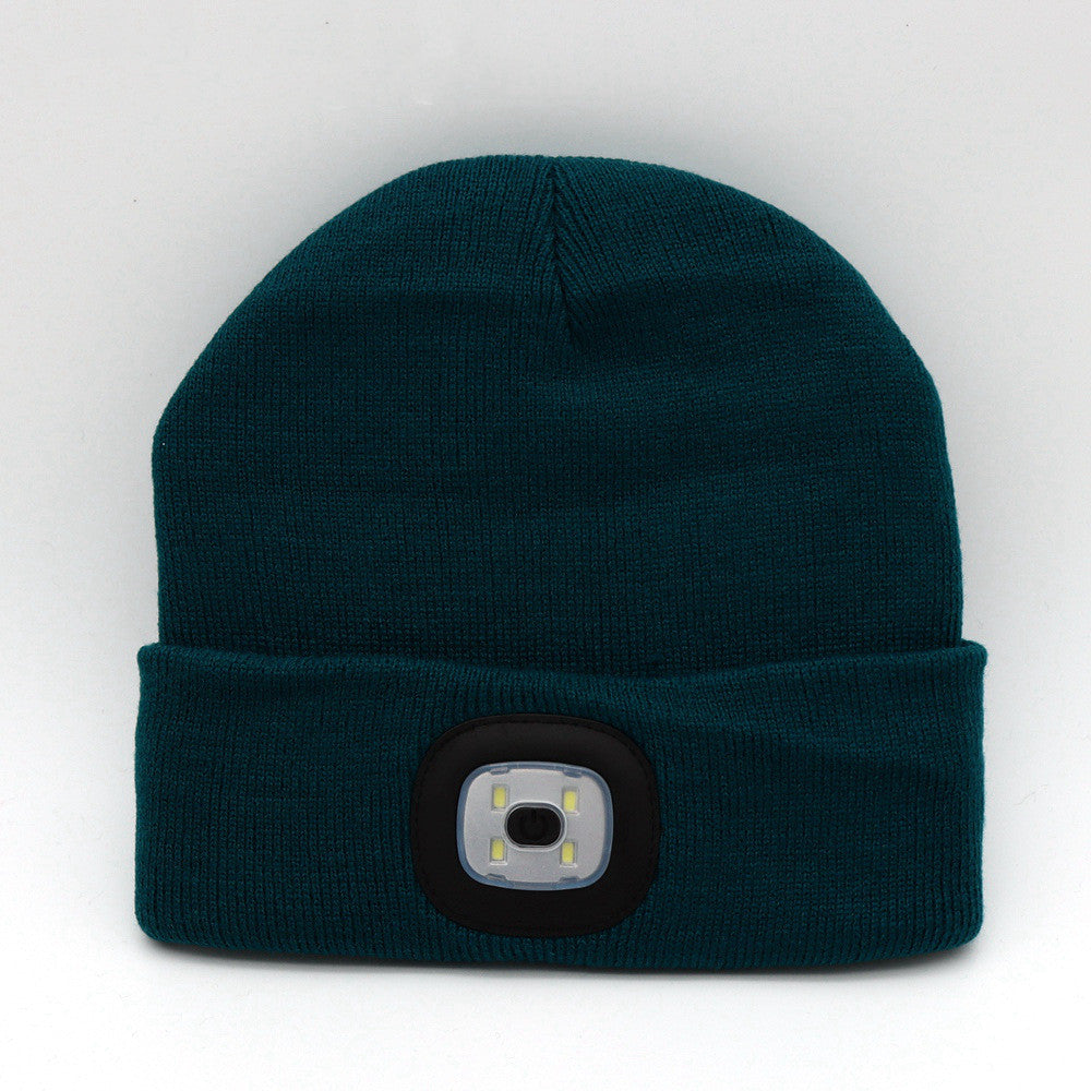 Knitted Wool Cap with Built-in LED Lamp - For Warmth and Safety in the Dark! 