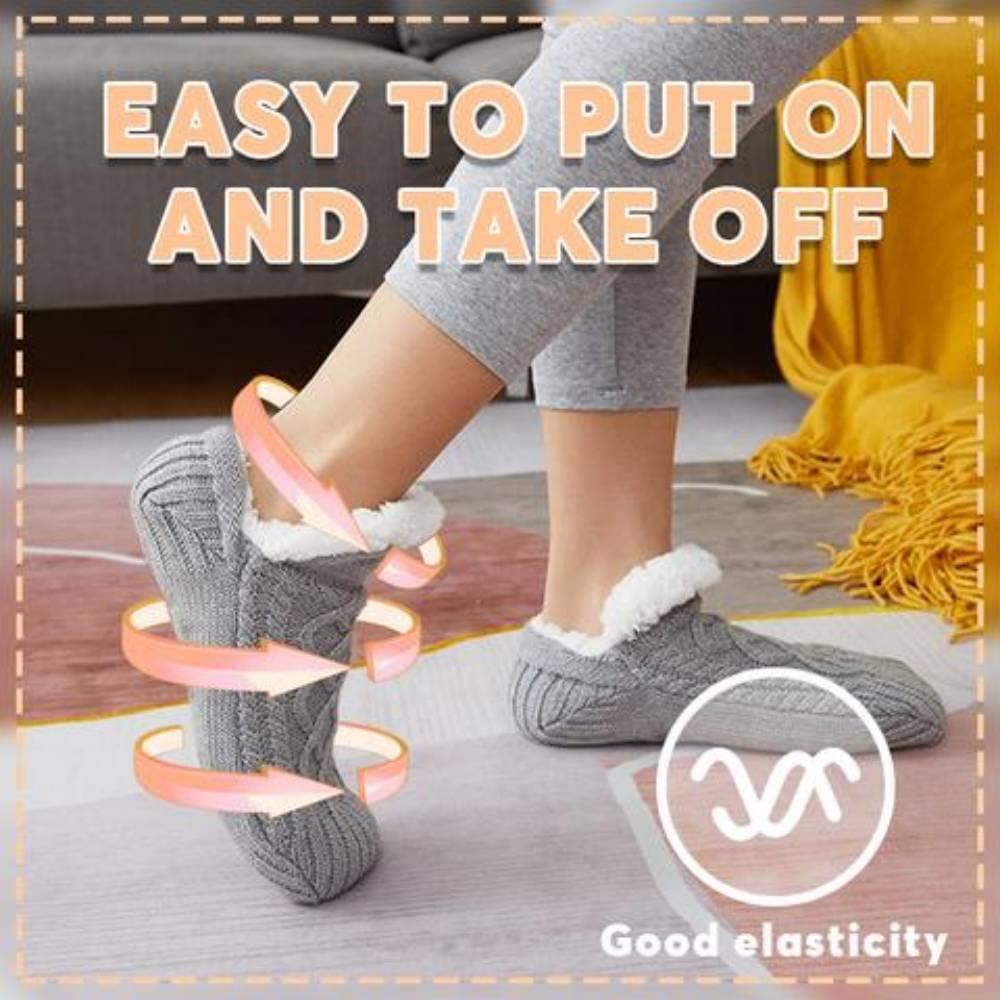 These Indoor Floor Socks Offer the Perfect Combination of Comfort, Warmth and Safety! Made from High Quality Wool-like Yarn and Plush Sherpa Lining for Breathability and Warmth. The Unique V-Shaped Opening Weave Design (Size 35-45 EU )