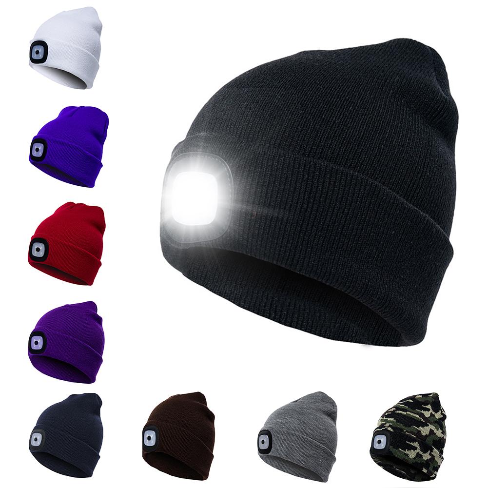 Knitted Wool Cap with Built-in LED Lamp - For Warmth and Safety in the Dark! 