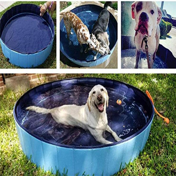 Njut av Det Varma Vädret med Vår Vikbara Hundbadsbädd!. pool,hund,pet,robust,PVC,vikbar,vatten,vattennivå,husdjur,barn,hållbar,varm,sommar,luftpump.