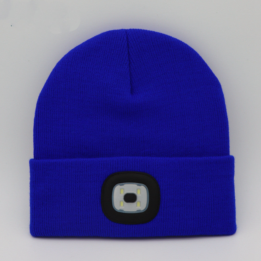 Knitted Wool Cap with Built-in LED Lamp - For Warmth and Safety in the Dark! 