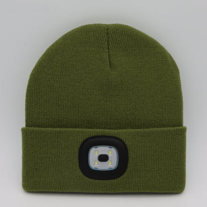 Knitted Wool Cap with Built-in LED Lamp - For Warmth and Safety in the Dark! 